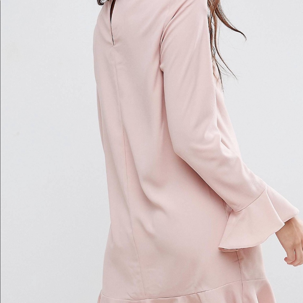 Asos fluted sleeve ruffle hem mini dress